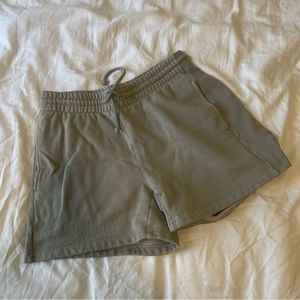 Aritzia TNA Cozy Fleece Boyfriend Fit Sweat Shorts in Seagrass Green